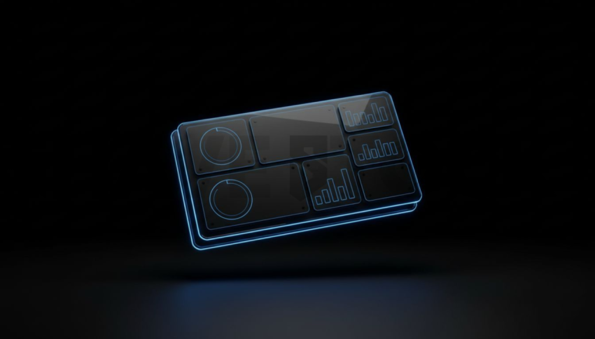 Stats Overview Card Blue Electric Medium Glow Dark UI Card 2025 – 8K