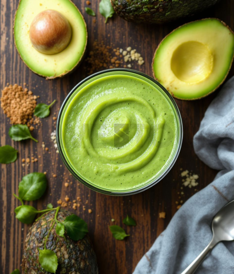 Avocado Smoothie Creamy  Natural Window Light Overhead FOD D&S 3273