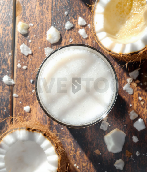 Coconut Water Chilled  Diffused Morning Light Overhead FOD D&S 3396