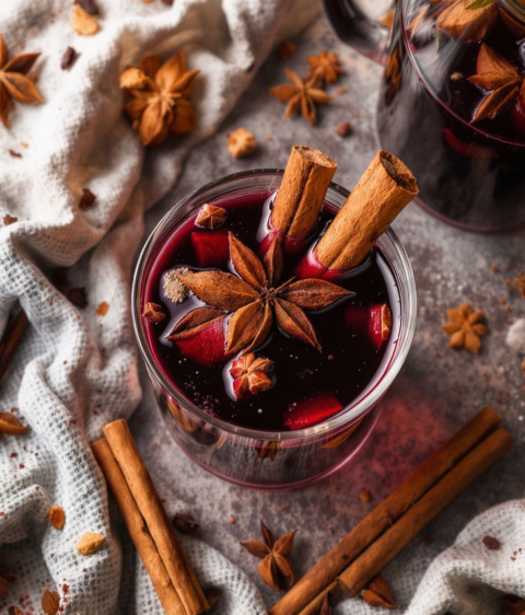 Mulled Wine With Spices  Overcast Daylight Overhead FOD D&S 3832