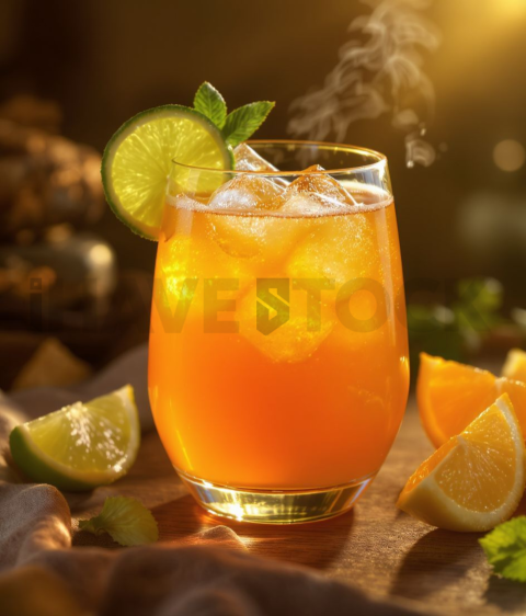 Kombucha In Glass  Soft Golden Hour Three Quarter Angle FOD D&S 4331