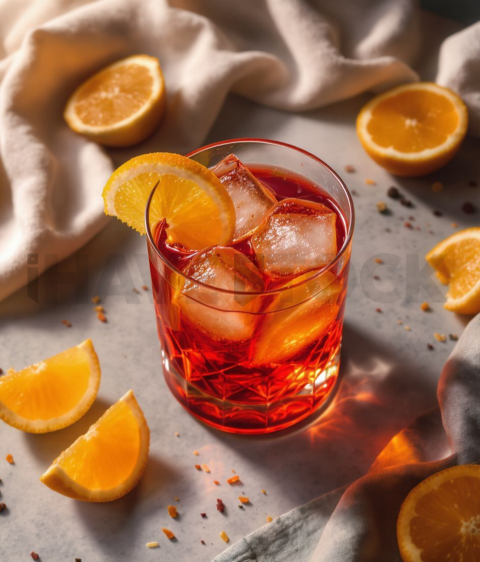 Negroni Cocktail Classic  Soft Golden Hour Three Quarter Angle FOD D&S 4096