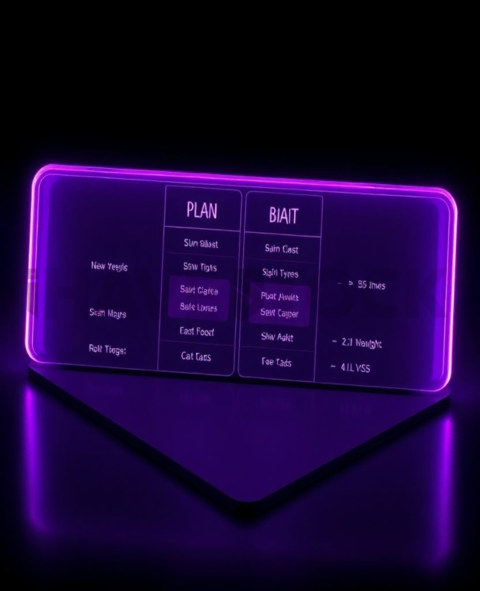 Plan Comparison Card Purple Ultra Glow Dark UI Card 2025 – 8K