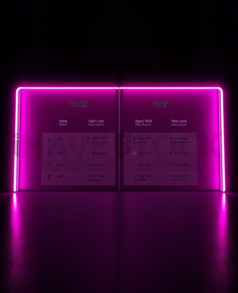 Plan Comparison Card Magenta Ultra Glow Dark UI Card 2025 – 8K