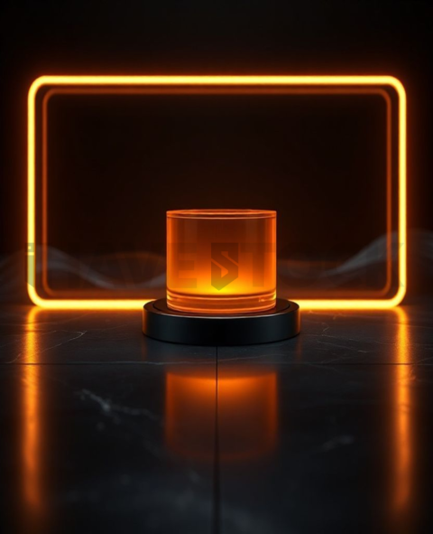 Product Showcase Card Amber Ultra Glow Dark UI Card 2025 – 8K