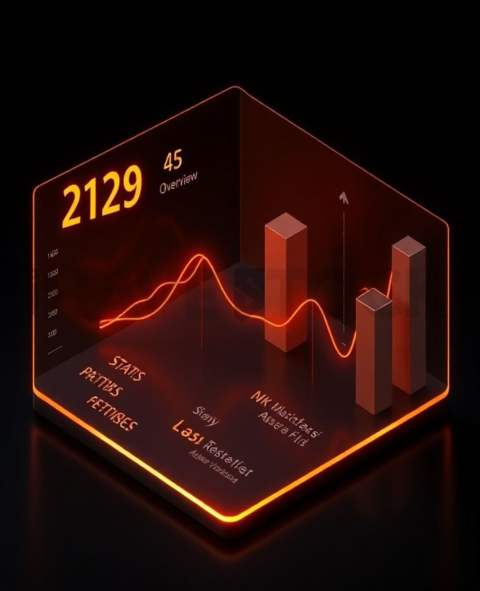 Stats Overview Card Amber Medium Glow Dark UI Card 2025 – 8K