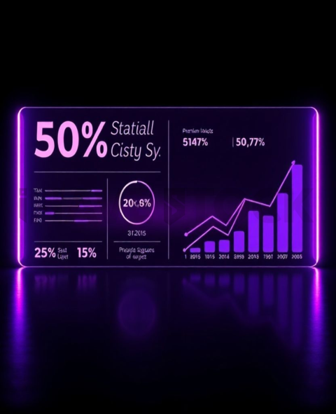 Stats Overview Card Purple Strong Glow Dark UI Card 2025 – 8K