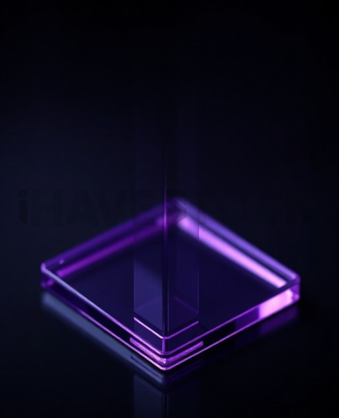 Blurred Glass Widget Purple Medium Glow Dark Glassmorphism Element 2025 – 8K