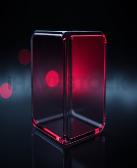 Blurred Glass Widget Red Neon Subtle Glow Dark Glassmorphism Element 2025 – 8K
