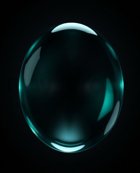 Circular Glass Orb Emerald Subtle Glow Dark Glassmorphism Element 2025 – 8K