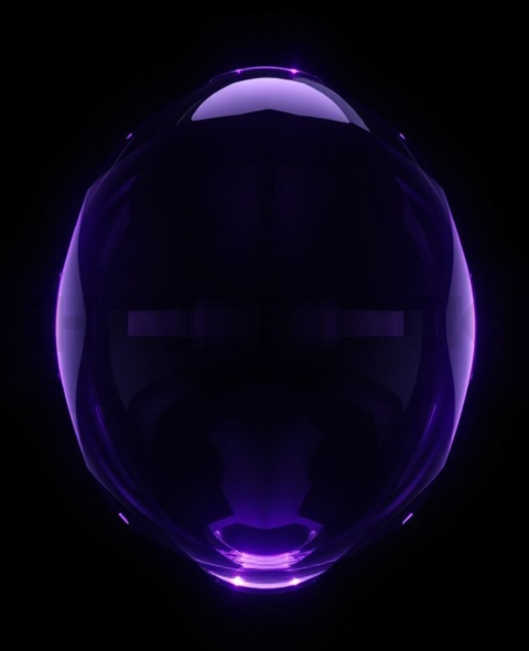 Circular Glass Orb Purple Ultra Glow Dark Glassmorphism Element 2025 – 8K