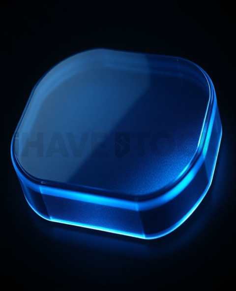 Frosted Glass Button Blue Electric Ultra Glow Dark Glassmorphism Element 2025 – 8K