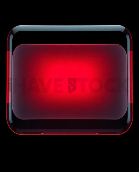 Frosted Glass Button Red Neon Ultra Glow Dark Glassmorphism Element 2025 – 8K