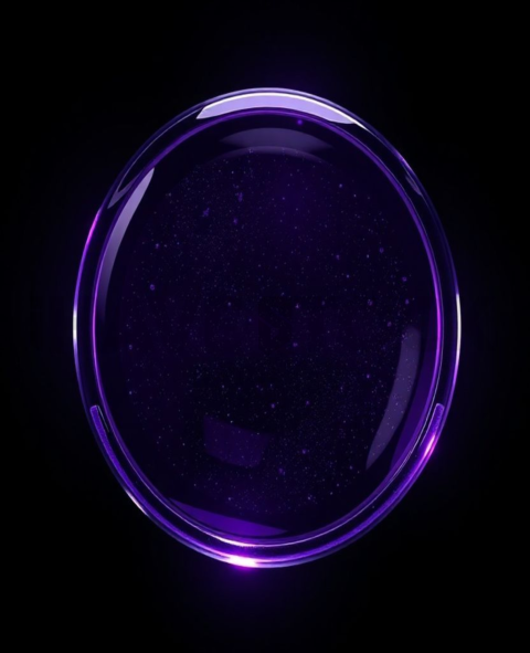 Glass Highlight Badge Purple Strong Glow Dark Glassmorphism Element 2025 – 8K