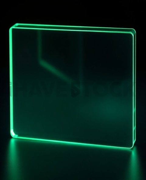 Glass Panel Card Green Neon Medium Glow Dark Glassmorphism Element 2025 – 8K