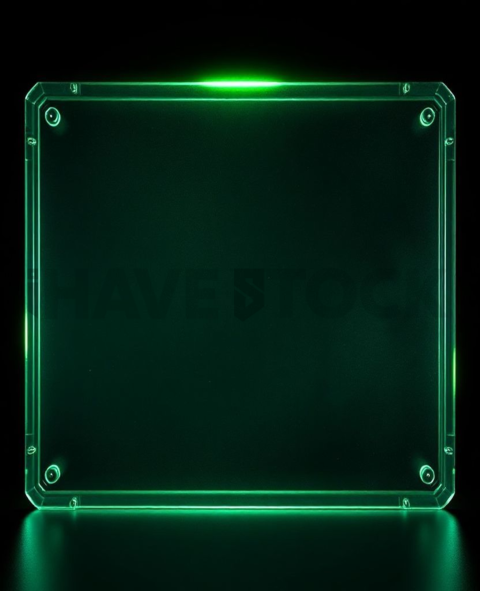 Glass Panel Card Green Neon Ultra Glow Dark Glassmorphism Element 2025 – 8K
