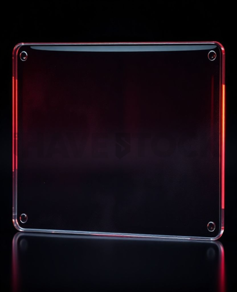 Glass Panel Card Red Neon Subtle Glow Dark Glassmorphism Element 2025 – 8K