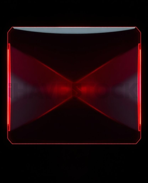 Glass Panel Card Red Neon Strong Glow Dark Glassmorphism Element 2025 – 8K