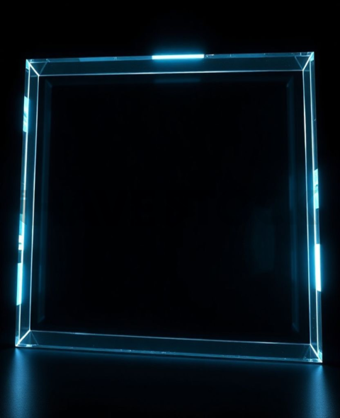 Glass Panel Frame Cyan Medium Glow Dark Glassmorphism Element 2025 – 8K