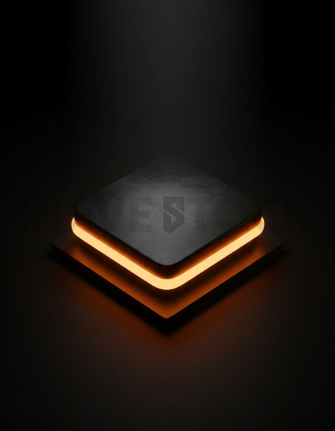 Squared CTA Button Amber Ultra Intense Glow Dark CTA Button 2025 – 8K UI Element