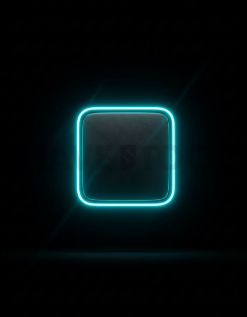 Squared CTA Button Cyan Ultra Intense Glow Dark CTA Button 2025 – 8K UI Element