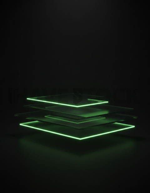 Minimal Frosted Window Element Green Neon Strong Glow Dark Glassmorphism Element 2025 – 8K