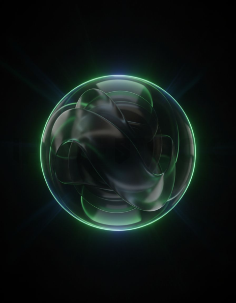 Circular Glass Orb Green Neon Medium Glow Dark Glassmorphism Element 2025 – 8K