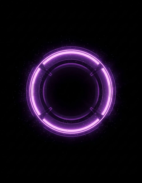 Circular Glass Orb Purple Strong Glow Dark Glassmorphism Element 2025 – 8K