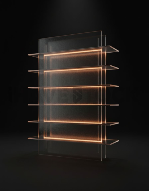 Glass Panel Divider Amber Medium Glow Dark Glassmorphism Element 2025 – 8K