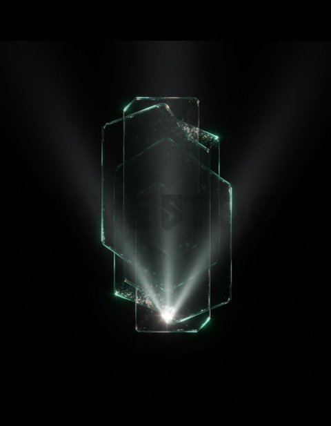 Glass Panel Divider Emerald Subtle Glow Dark Glassmorphism Element 2025 – 8K