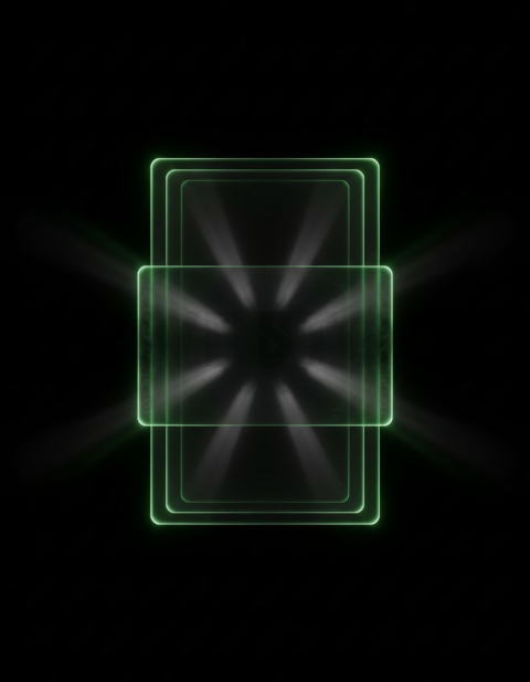 Glass Panel Frame Green Neon Strong Glow Dark Glassmorphism Element 2025 – 8K