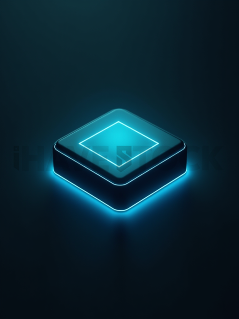 Squared CTA Button Cyan Strong Glow Dark CTA Button 2025 – 8K UI Element