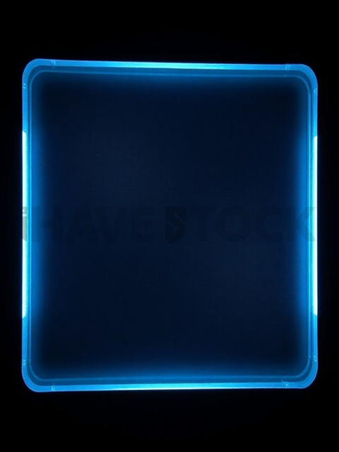 Minimal Frosted Window Element Blue Electric Strong Glow Dark Glassmorphism Element 2025 – 8K