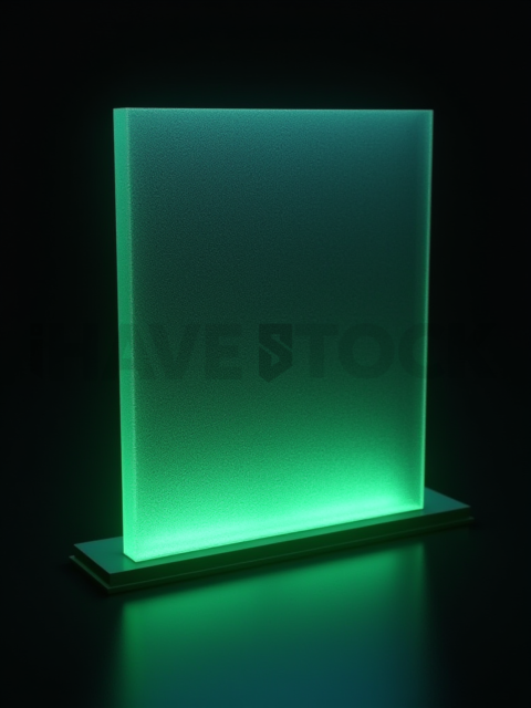Minimal Frosted Window Element Green Neon Ultra Glow Dark Glassmorphism Element 2025 – 8K