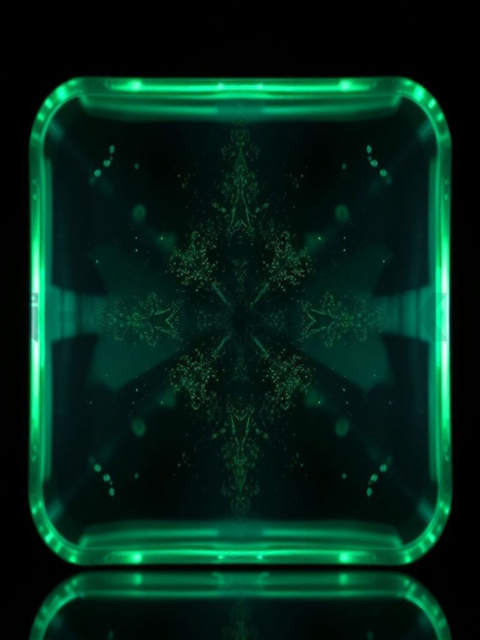 Blurred Glass Widget Green Neon Ultra Glow Dark Glassmorphism Element 2025 – 8K