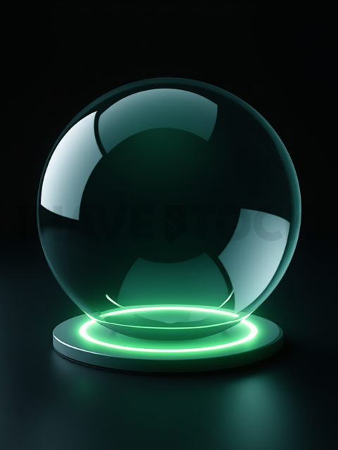 Circular Glass Orb Emerald Medium Glow Dark Glassmorphism Element 2025 – 8K