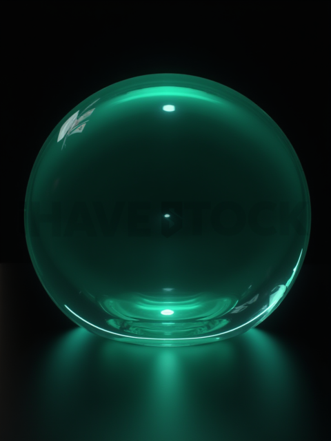 Circular Glass Orb Emerald Ultra Glow Dark Glassmorphism Element 2025 – 8K
