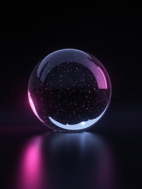 Circular Glass Orb Magenta Medium Glow Dark Glassmorphism Element 2025 – 8K