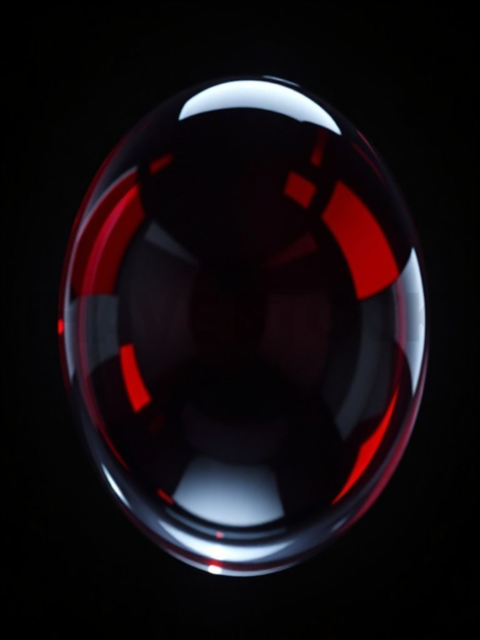 Circular Glass Orb Red Neon Ultra Glow Dark Glassmorphism Element 2025 – 8K