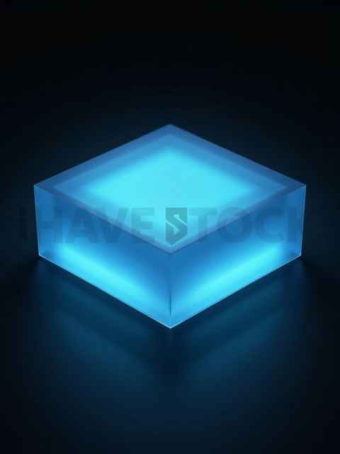 Frosted Glass Button Cyan Strong Glow Dark Glassmorphism Element 2025 – 8K