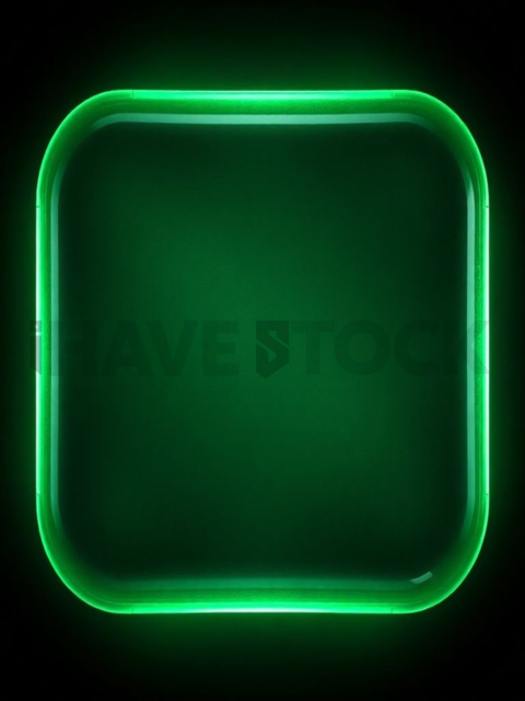 Frosted Glass Button Green Neon Medium Glow Dark Glassmorphism Element 2025 – 8K