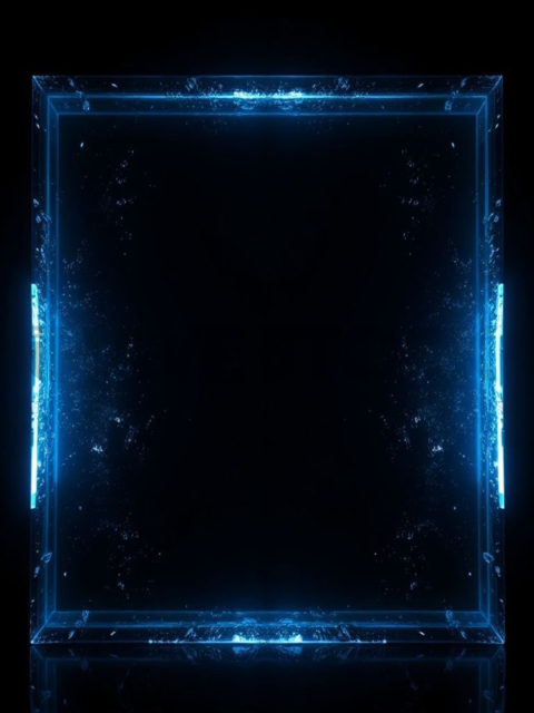Glass Panel Frame Blue Electric Ultra Glow Dark Glassmorphism Element 2025 – 8K
