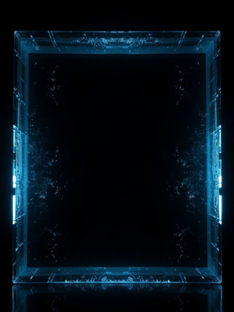 Glass Panel Frame Cyan Ultra Glow Dark Glassmorphism Element 2025 – 8K