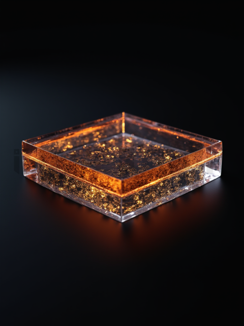 Glassy 3D Plate Amber Medium Glow Dark Glassmorphism Element 2025 – 8K