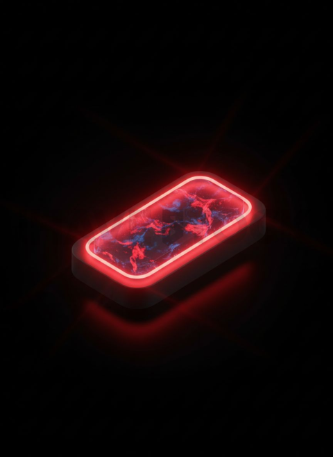 Holographic CTA Button Red Neon Strong Glow Dark CTA Button 2025 – 8K UI Element