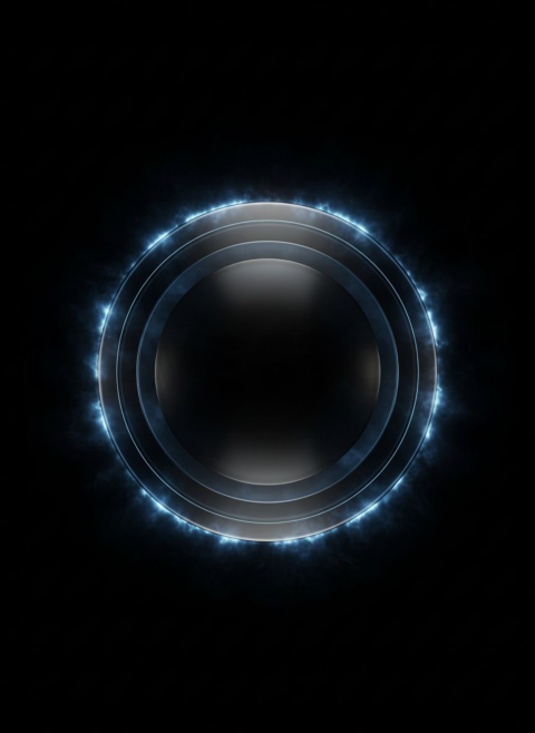 Circular Glass Orb Blue Electric Medium Glow Dark Glassmorphism Element 2025 – 8K