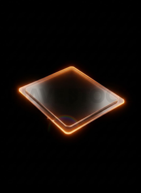 Glassy 3D Plate Amber Strong Glow Dark Glassmorphism Element 2025 – 8K