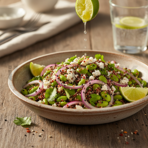 Edamame And Quinoa Salad With Lime  Soft Golden Hour Three Quarter Angle(1)