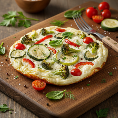 Egg White Frittata With Vegetables  Studio Softbox Macro Detail