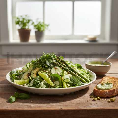 Green Goddess Salad  Diffused Morning Light Tabletop Scene